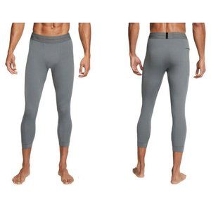 Nike Yoga Leggings Men's Grey Infinalon 3/4 length Running Training CT1830-068